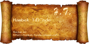 Hambek Tünde névjegykártya